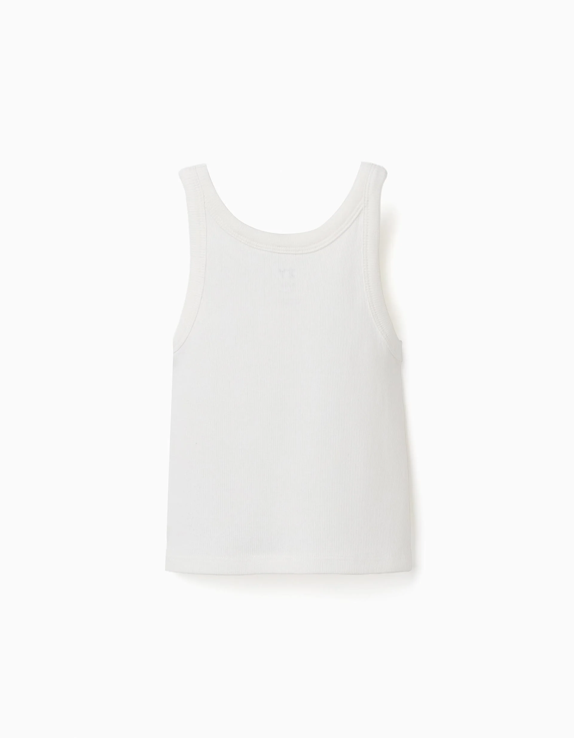 Ribbed cotton tank top for girls, white