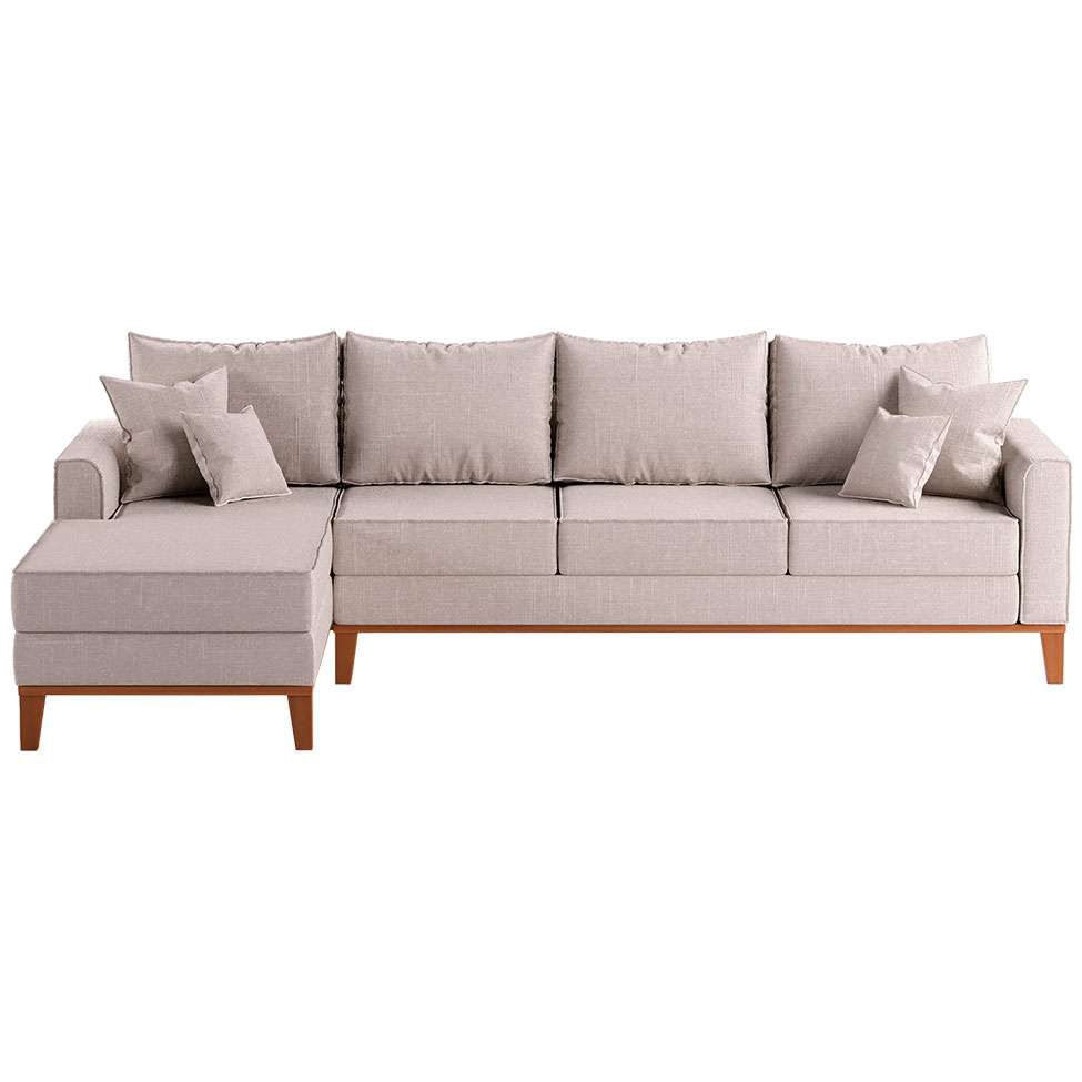 Sofá 4 Lugares Beny Com Chaise Esquerdo Linho Cru em Promoção | Ofertas na Americanas