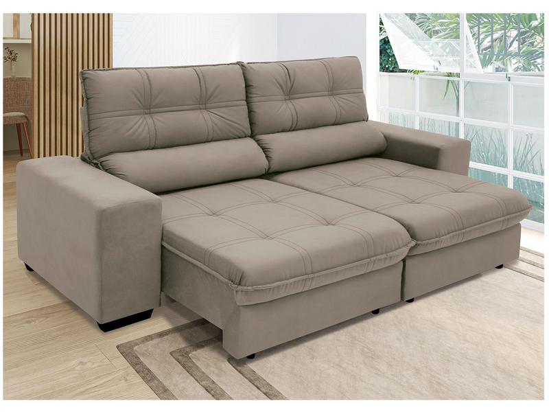 Sofá Retrátil Reclinável 3 Lugares Suede Brunello Linoforte