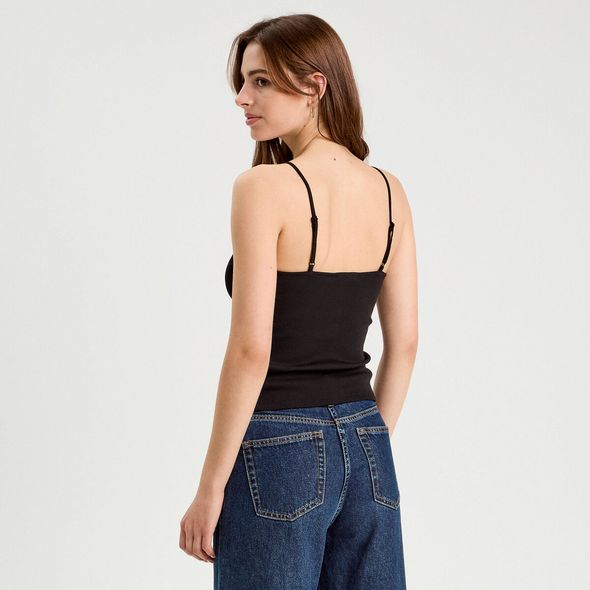 Débardeur bretelles fines noir femme