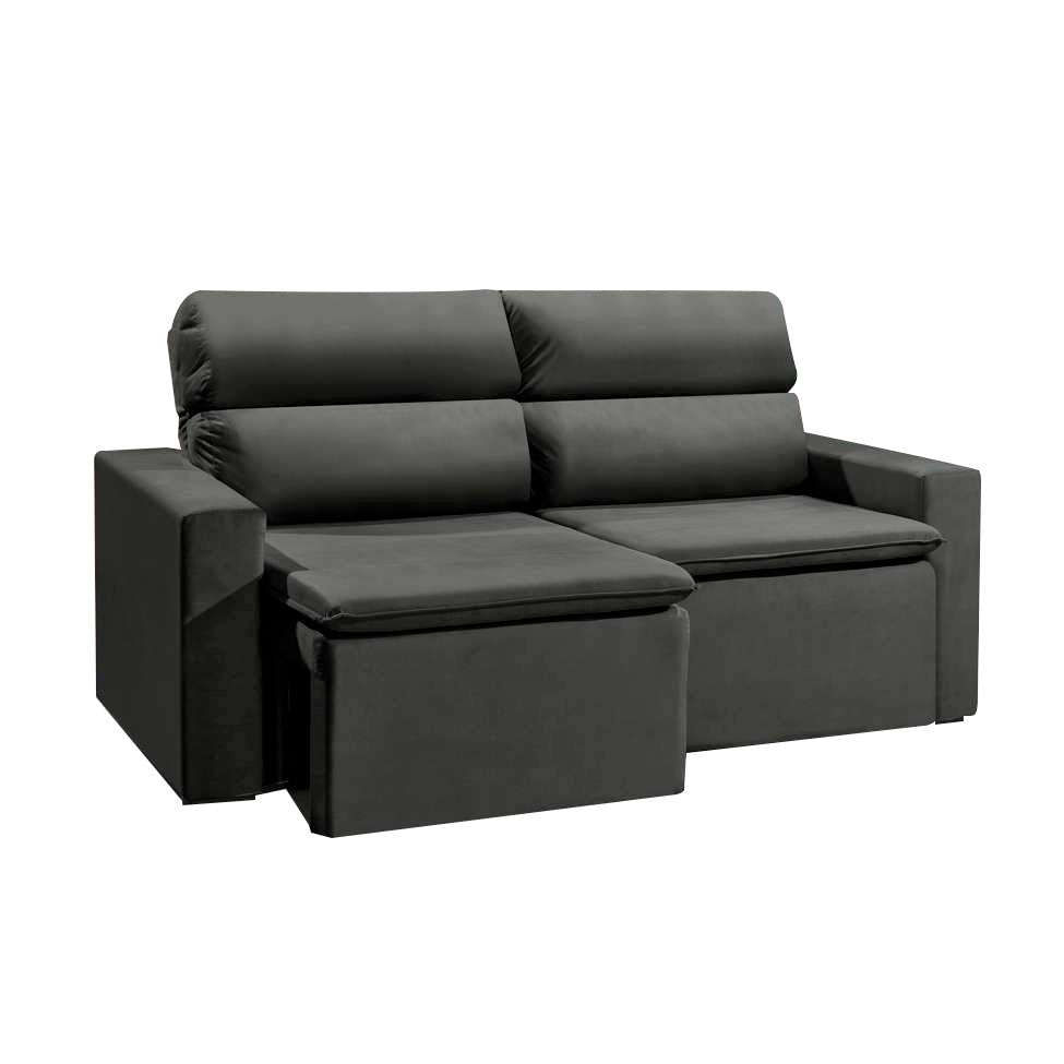 Sofá 3 Lugares Retrátil e Reclinavél Hanôver Suede Grafite 180 cm em Promoção | Ofertas na Americanas