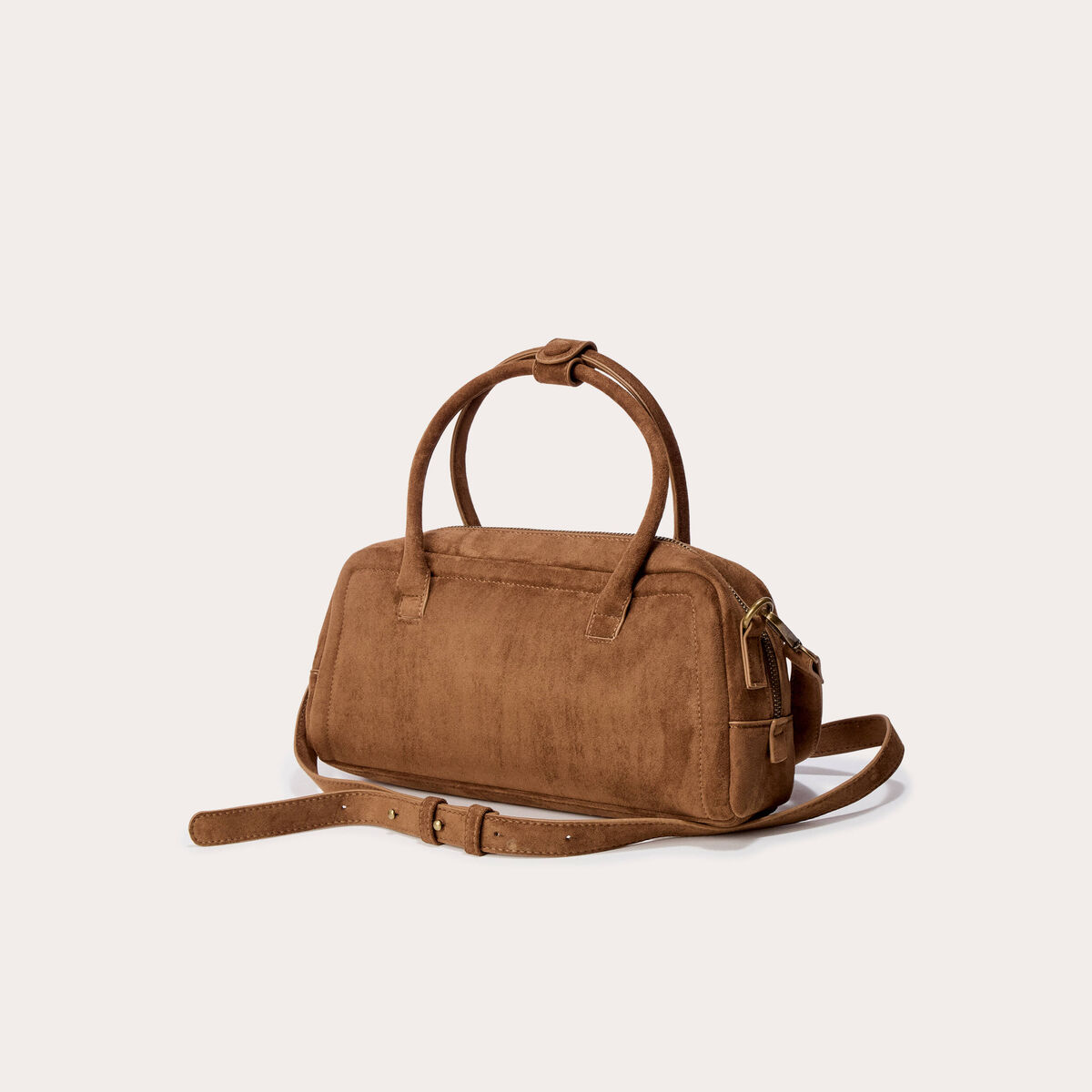 Sac aspect daim marron foncé femme