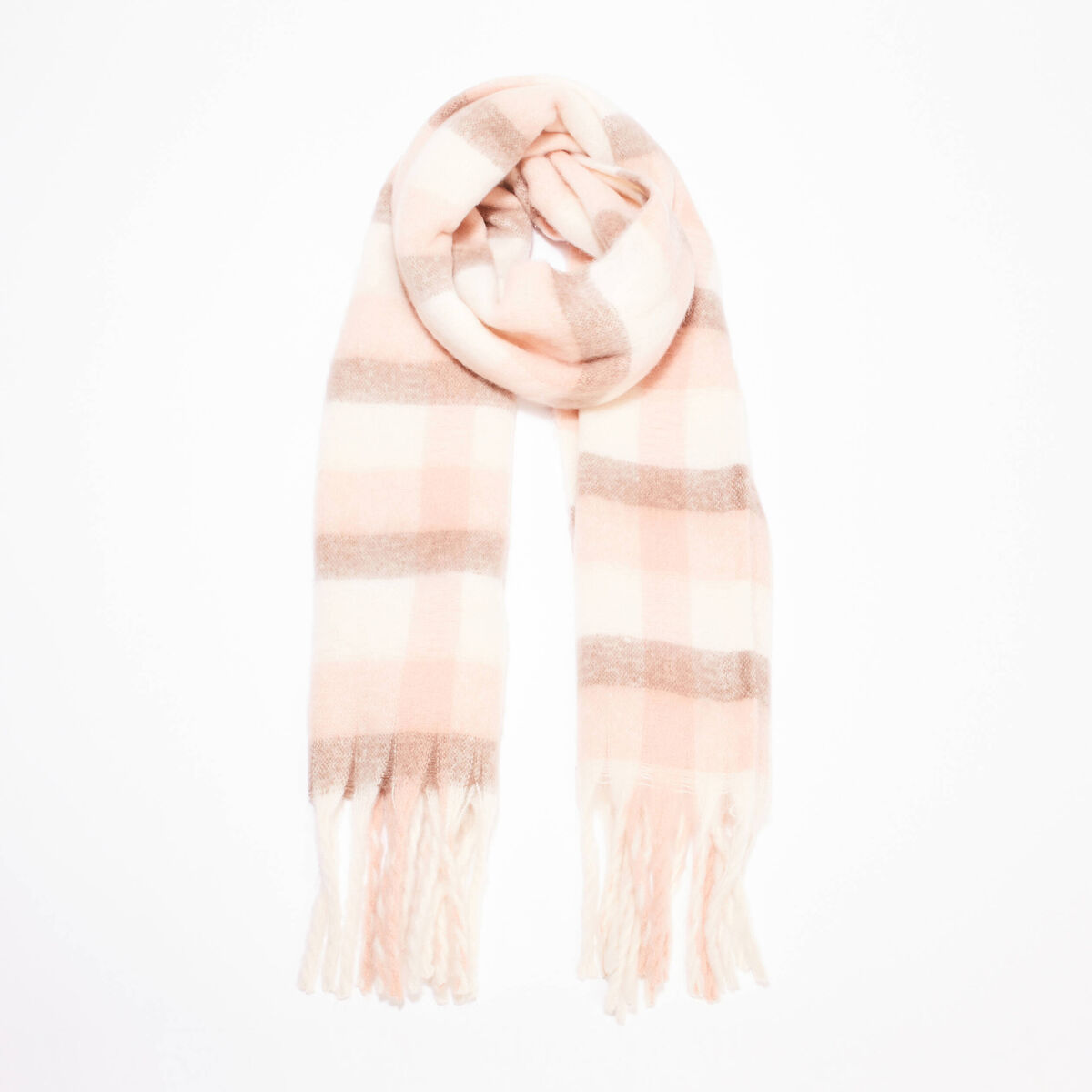 écharpe avec franges ecru femme