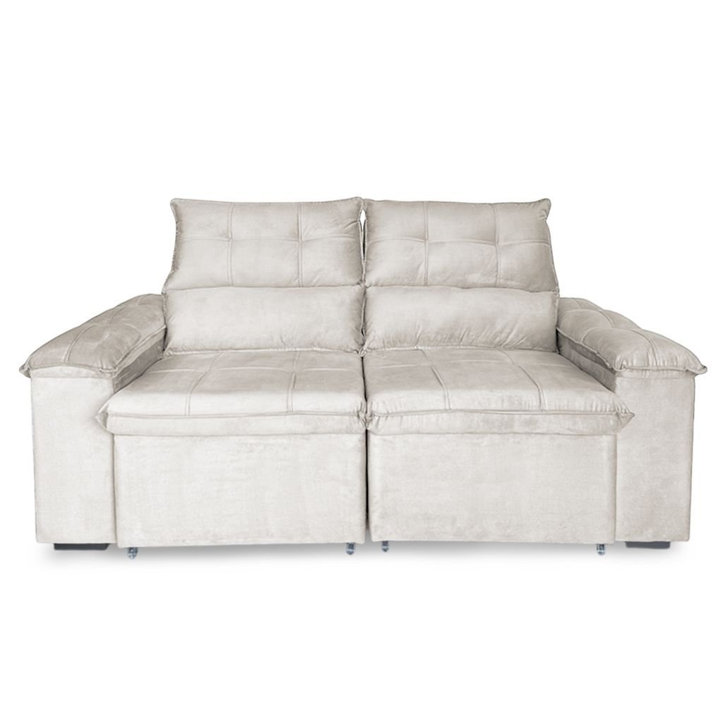 Sofá Retrátil e Reclinável 2 Lugares Verona 1,50m- Élpis Móveis - Veludo Bege