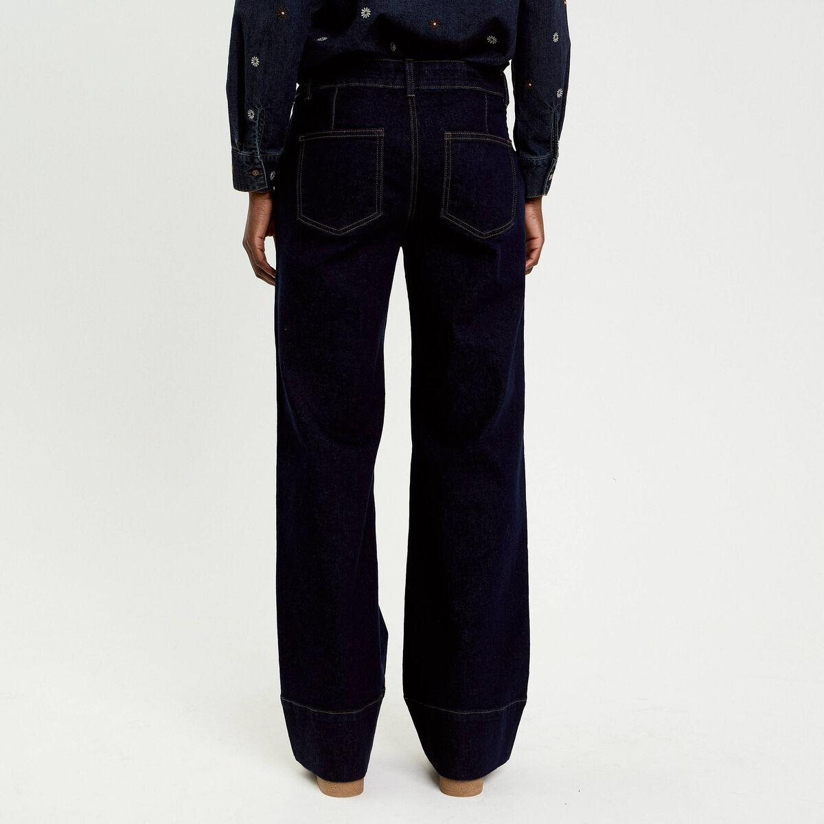 Jean wide leg taille standard denim brut femme