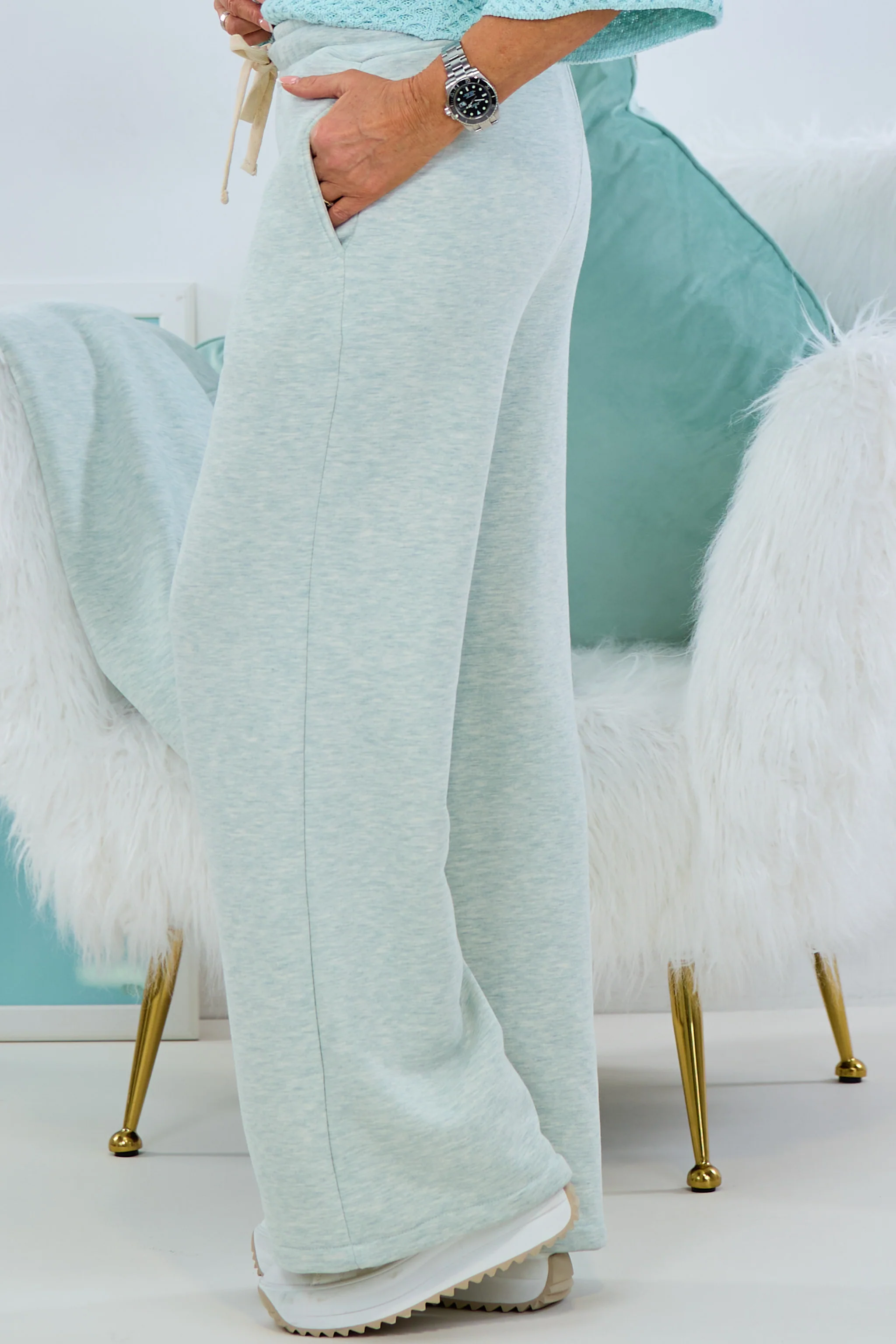 Lässige Freizeithose, mint-meliert