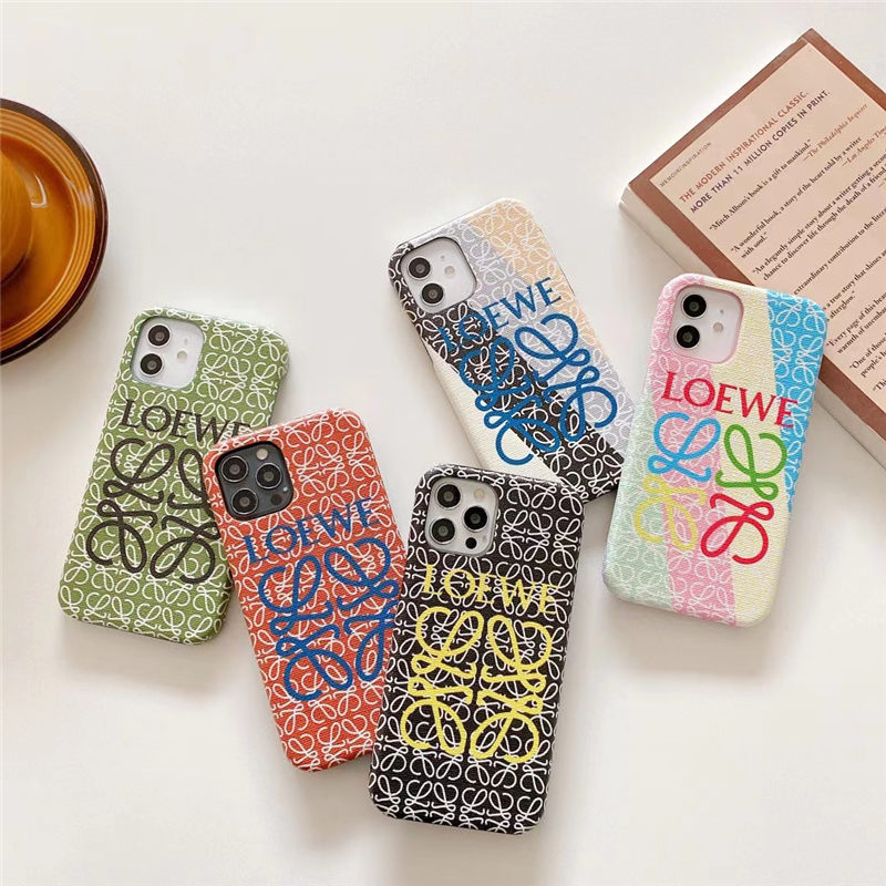 ロエベ iphone16/15pro maxケース 韓国 カップル loewe iphone14/13pro カバー カラフル インスタ風 アイフォン12/11 レザーケース 芸能人愛用