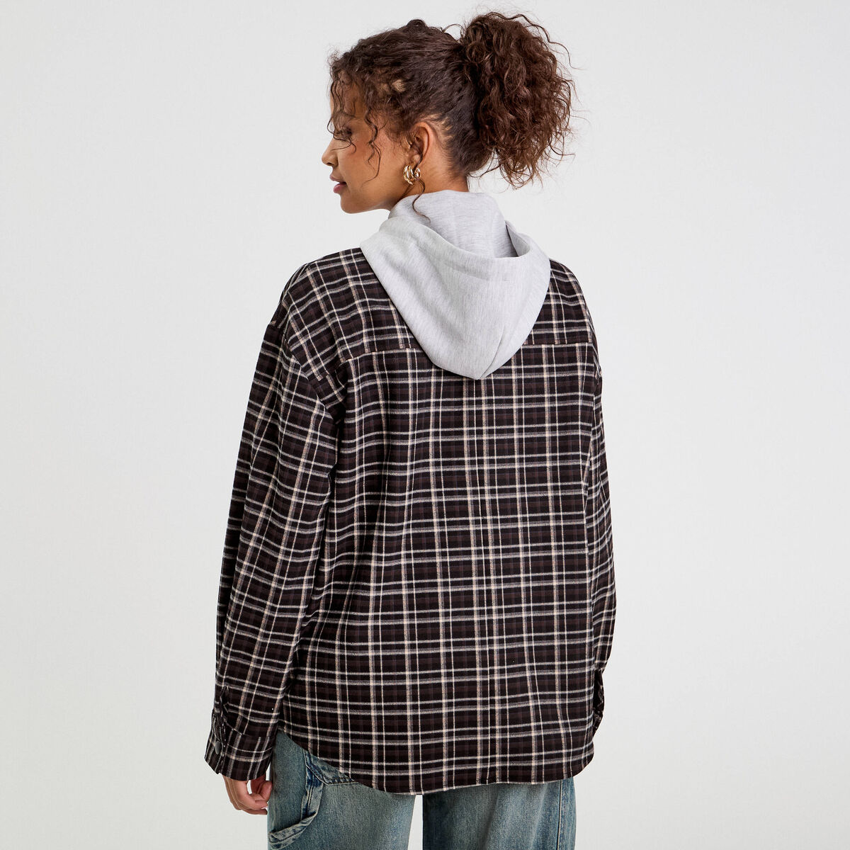 Surchemise à capuche marron chocolat femme