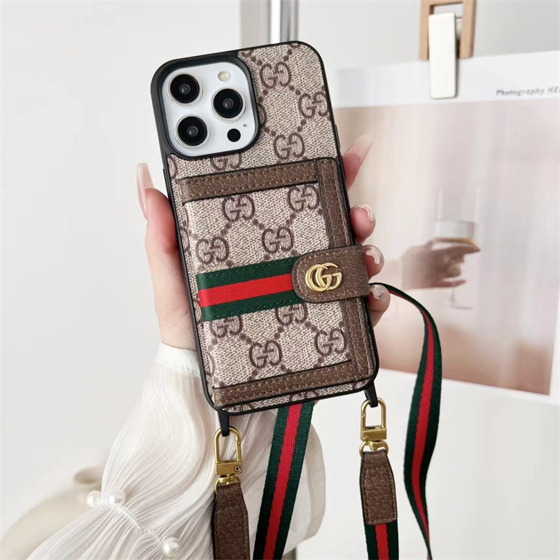 iphone17/17proケース gucci iphone16 ケース 海外 セレブ メンズ グッチ スマホケース 15/14プロマックス カード収納 iphoneケース ショルダー ブランド