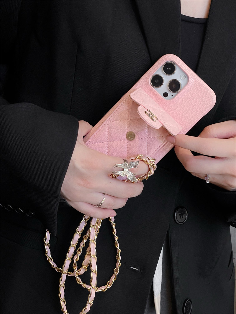 シャネル iphone17/17pro ケース ショルダー chanel スマホケース iphone16/16promax カード収納 iphone15/14ケース ブランド レディース スマホケース 斜めがけ 人気 iphoneケース ミラー付き