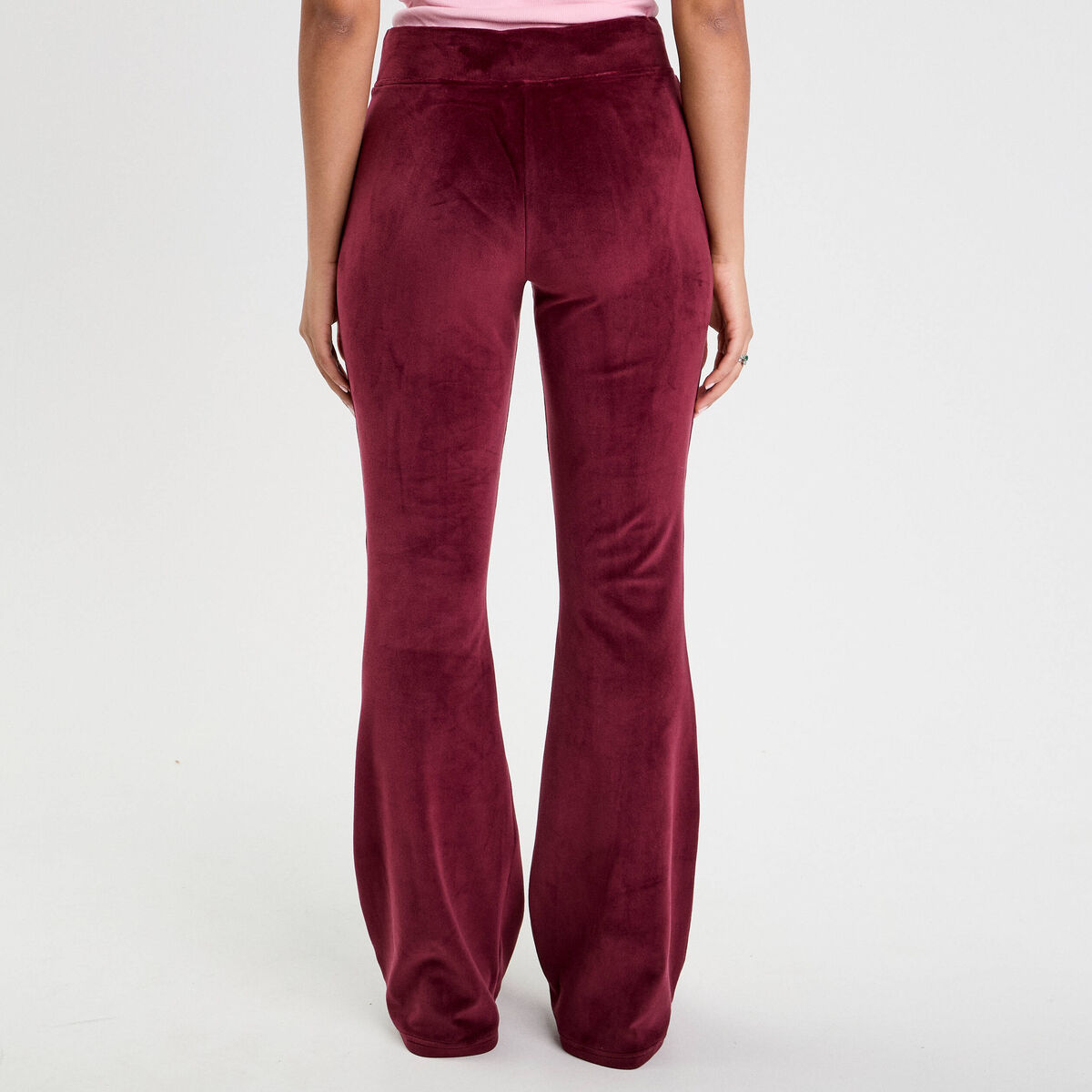 Pantalon bootcut velours rouge foncé femme