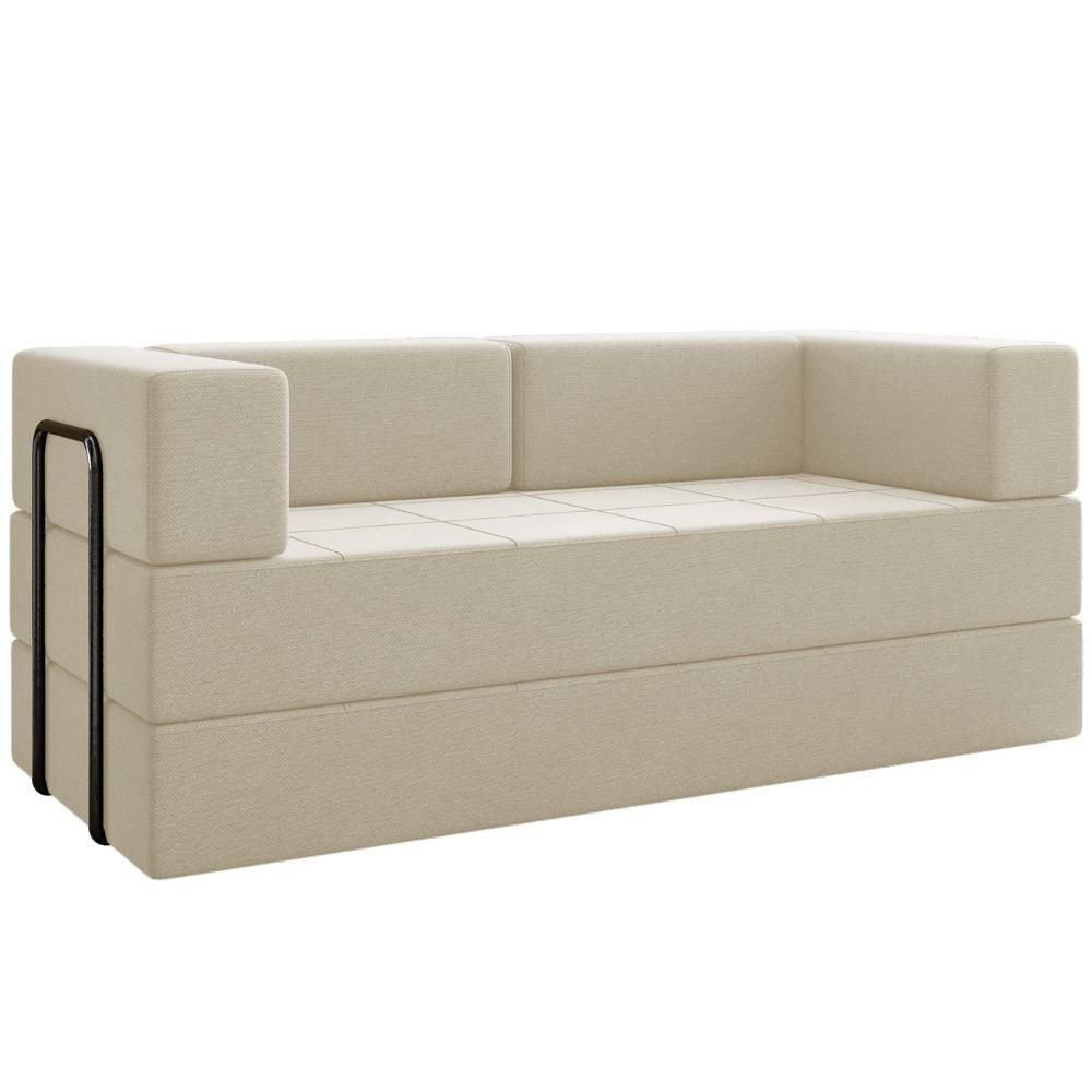Sofa Cama Modular 2 Lugares 160 Cm Monaco Linho Bege Vconcept