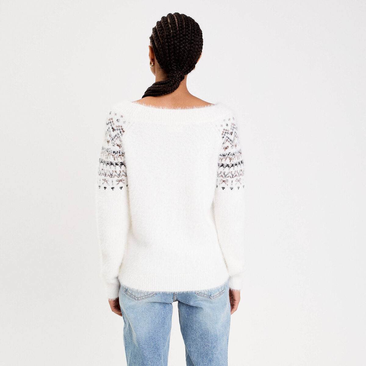 Pull manches longues ecru femme