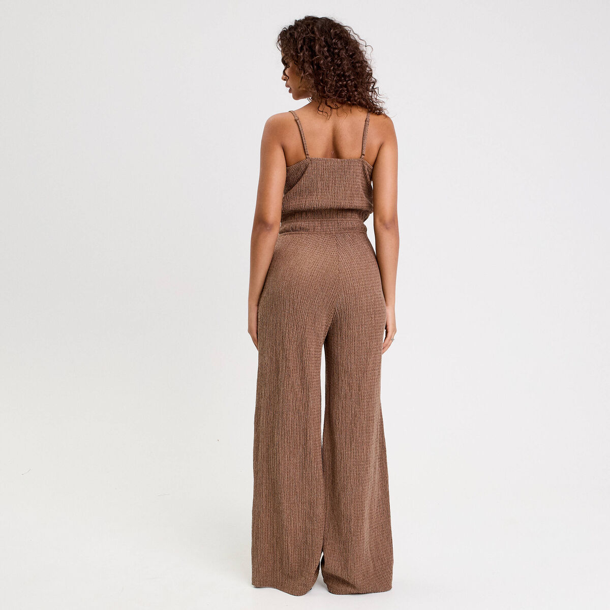 Combinaison large longue stretch marron femme