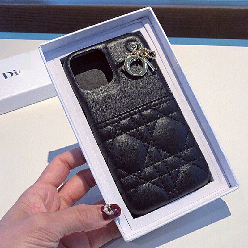 Lady dior iPhone17/17proケース カード収納 iphone16/15pro max ケース ディオール iphone14/13/12ケース ハイブランド 女子 スマホケース レザー おしゃれ
