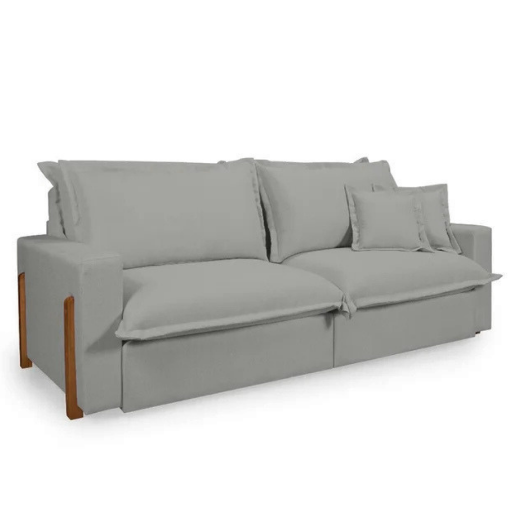 Sofá Retrátil e Reclinável Dubai, Tecido Linho, Molas Ensacadas, 1,90m.