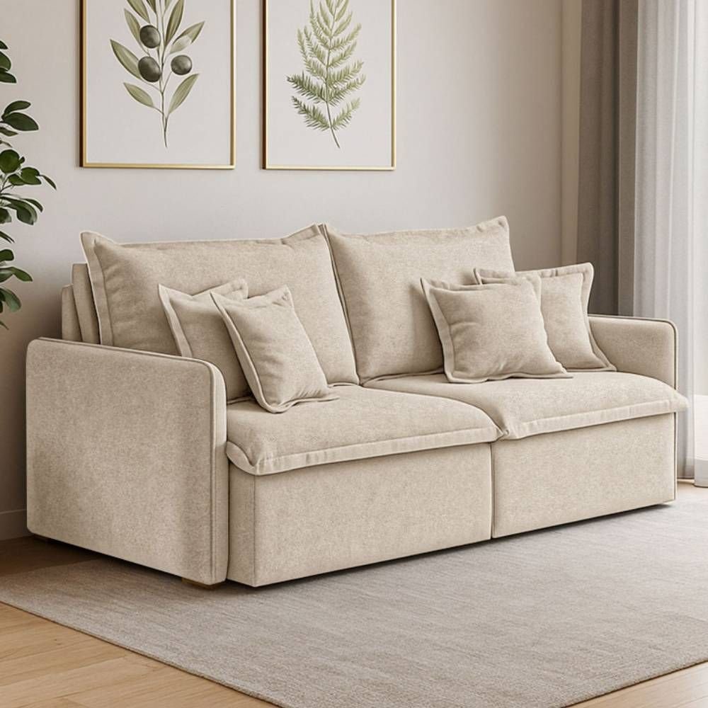 Sofá 3 Lugares 2,00m Retrátil e Reclinável em Tecido Bouclé - Malta Lucadi