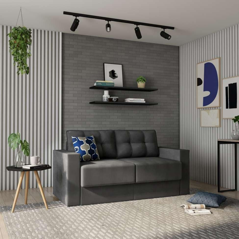 Sofá 3 Lugares Retrátil Hamburgo Suede Grafite 180 cm em Promoção | Ofertas na Americanas