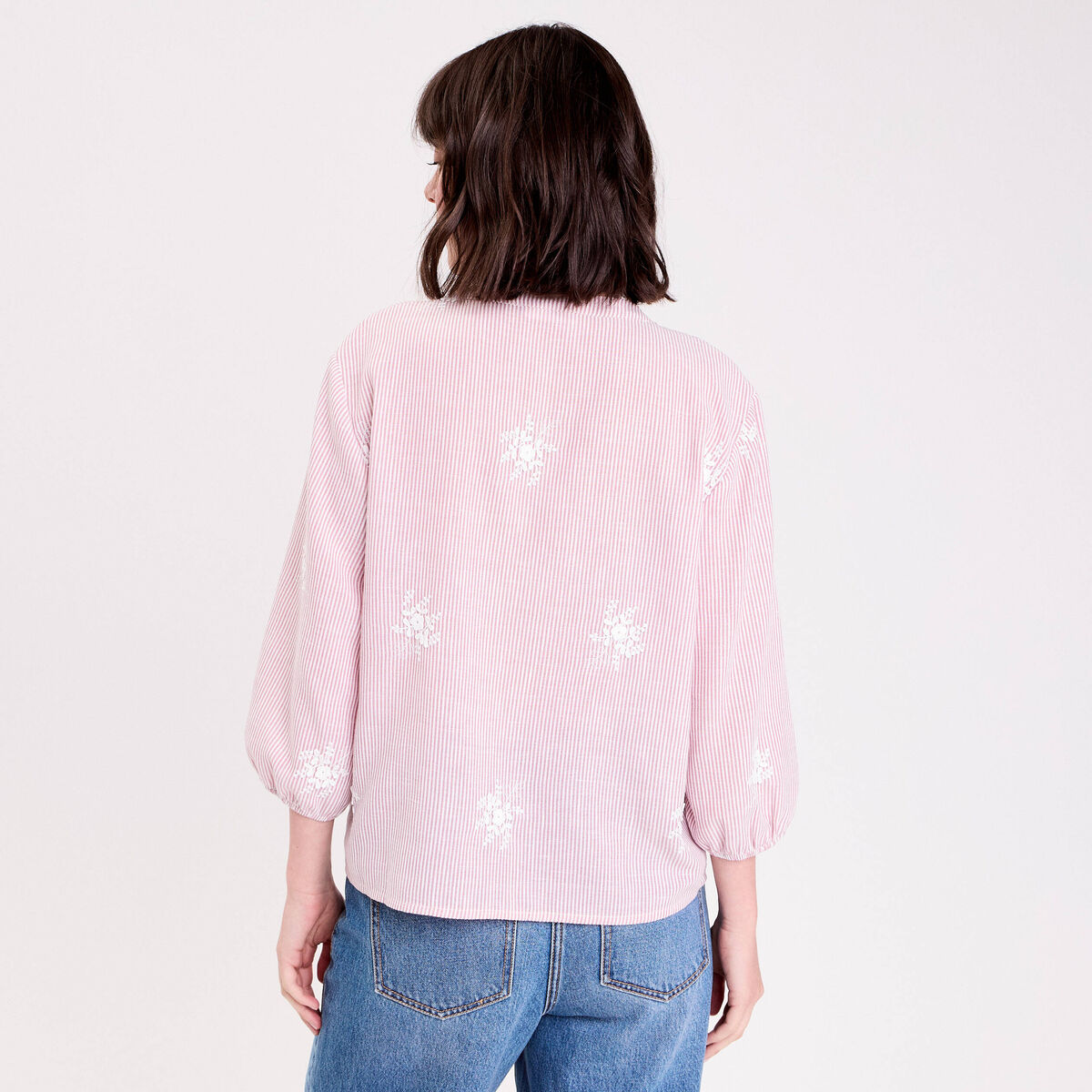 Blouse col tunisien rouge femme