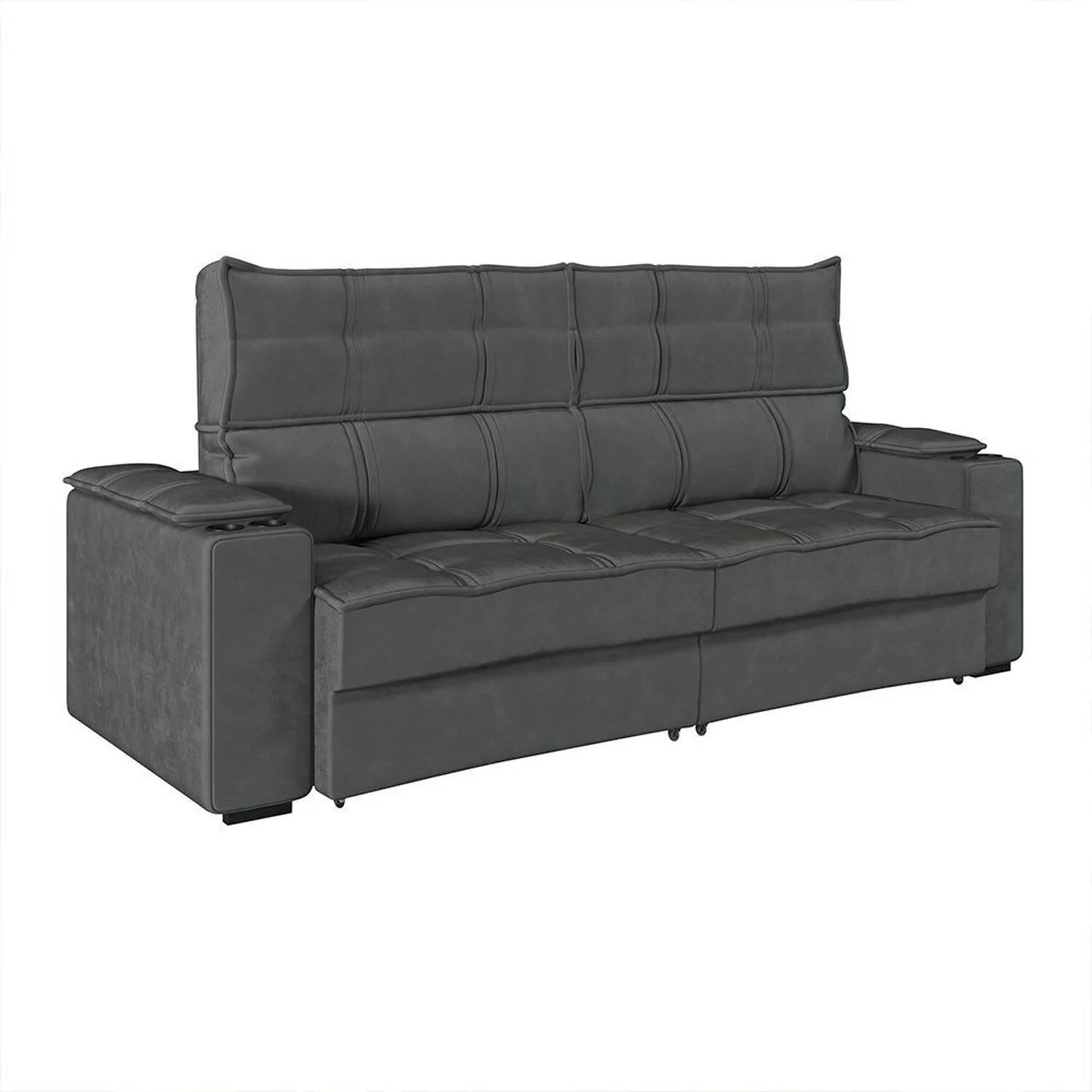 Sofá Retrátil e Reclinável 2 Lugares com Porta Copos 180cm Cobán Espresso Móveis