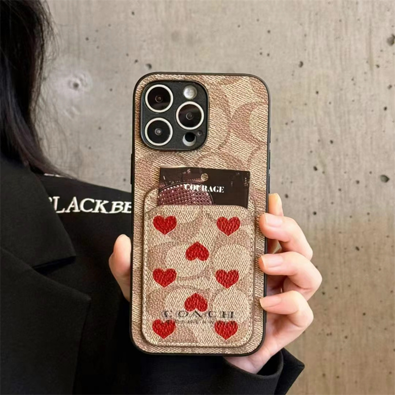 コーチ iphone17ケース coach iphone16e ケース スマホケース ブランド お 揃い カップル iphone15/14 ケース ハート柄 iphone ケース カード 収納 ハイ ブランド 人気 男女
