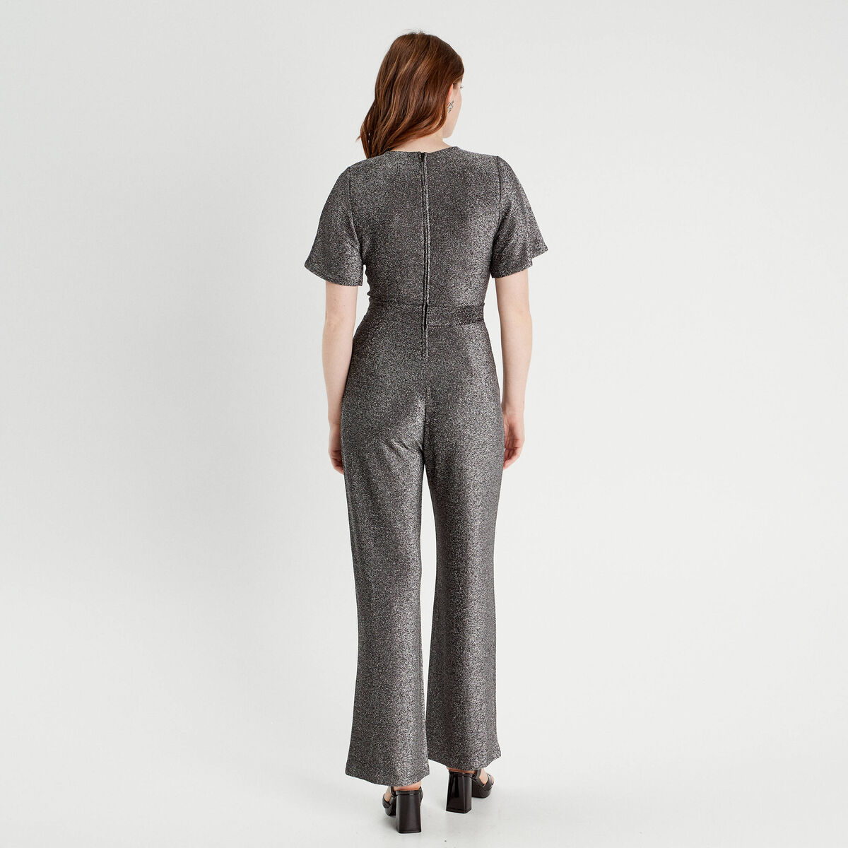 Combinaison pantalon noeud gris argent femme