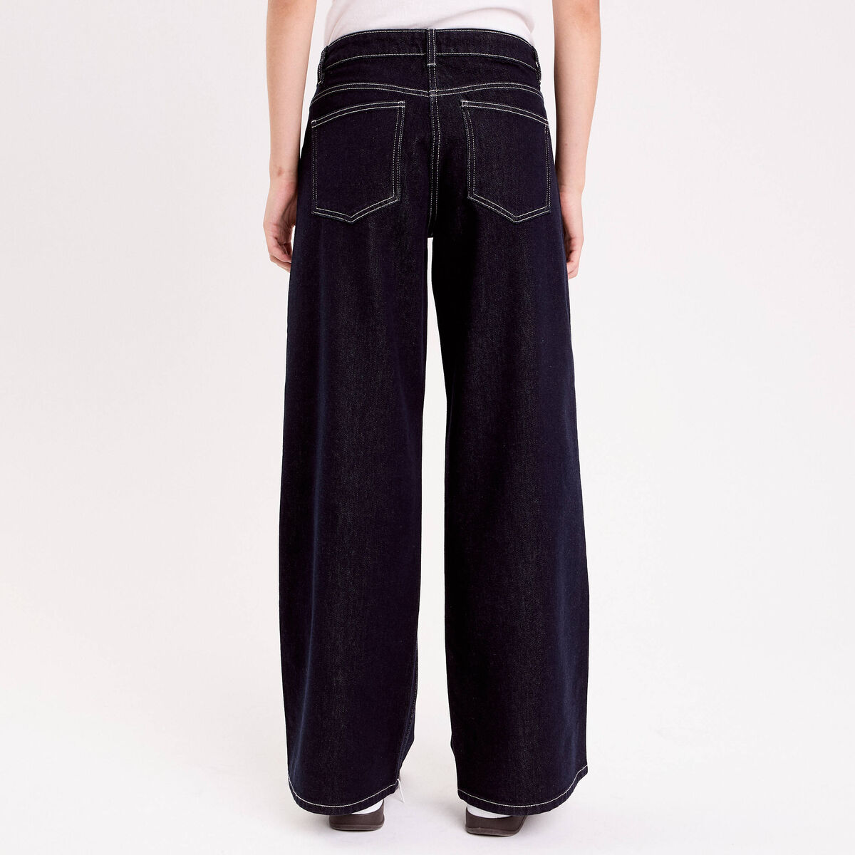 Jean wide leg taille standard denim brut femme