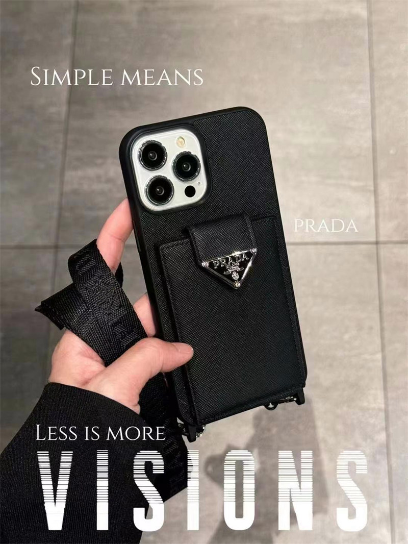 prada iphone17/17pro ケース カードケース 付き プラダ スマホ ショルダー iphone16/15promaxケース ブランド メンズ iphone14/13 ケース 背面 収納 ブランド スマホショルダー 大人 かわいい