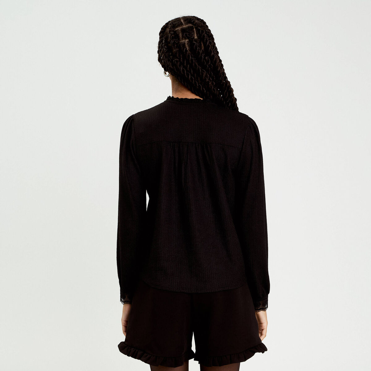 Blouse manches longues noir femme