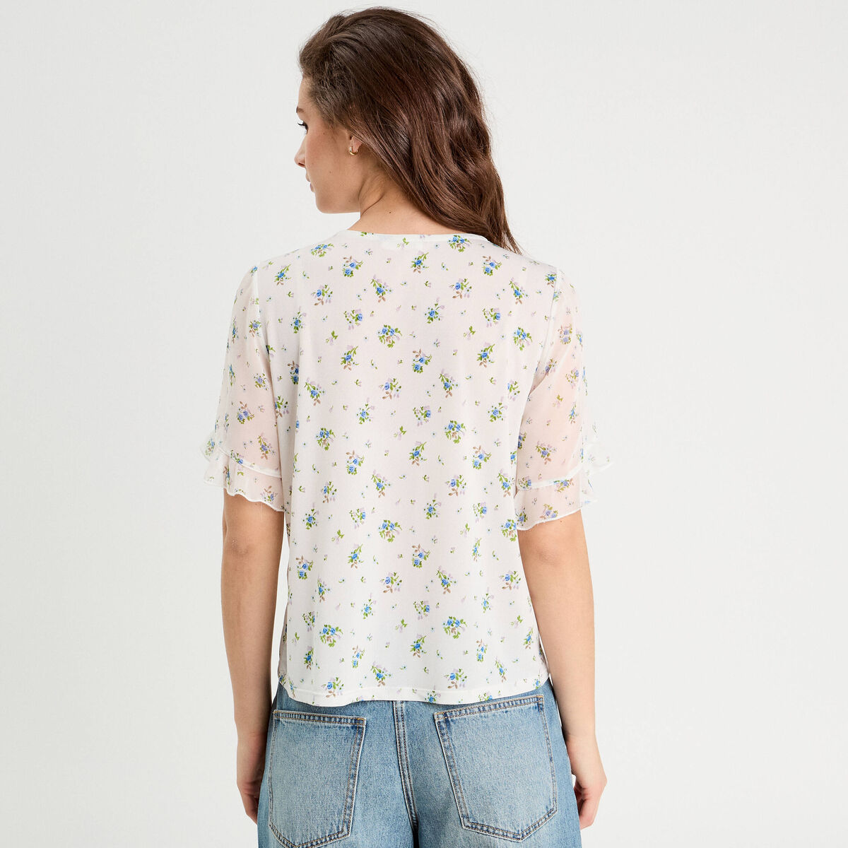 Chemise manches volants blanc femme