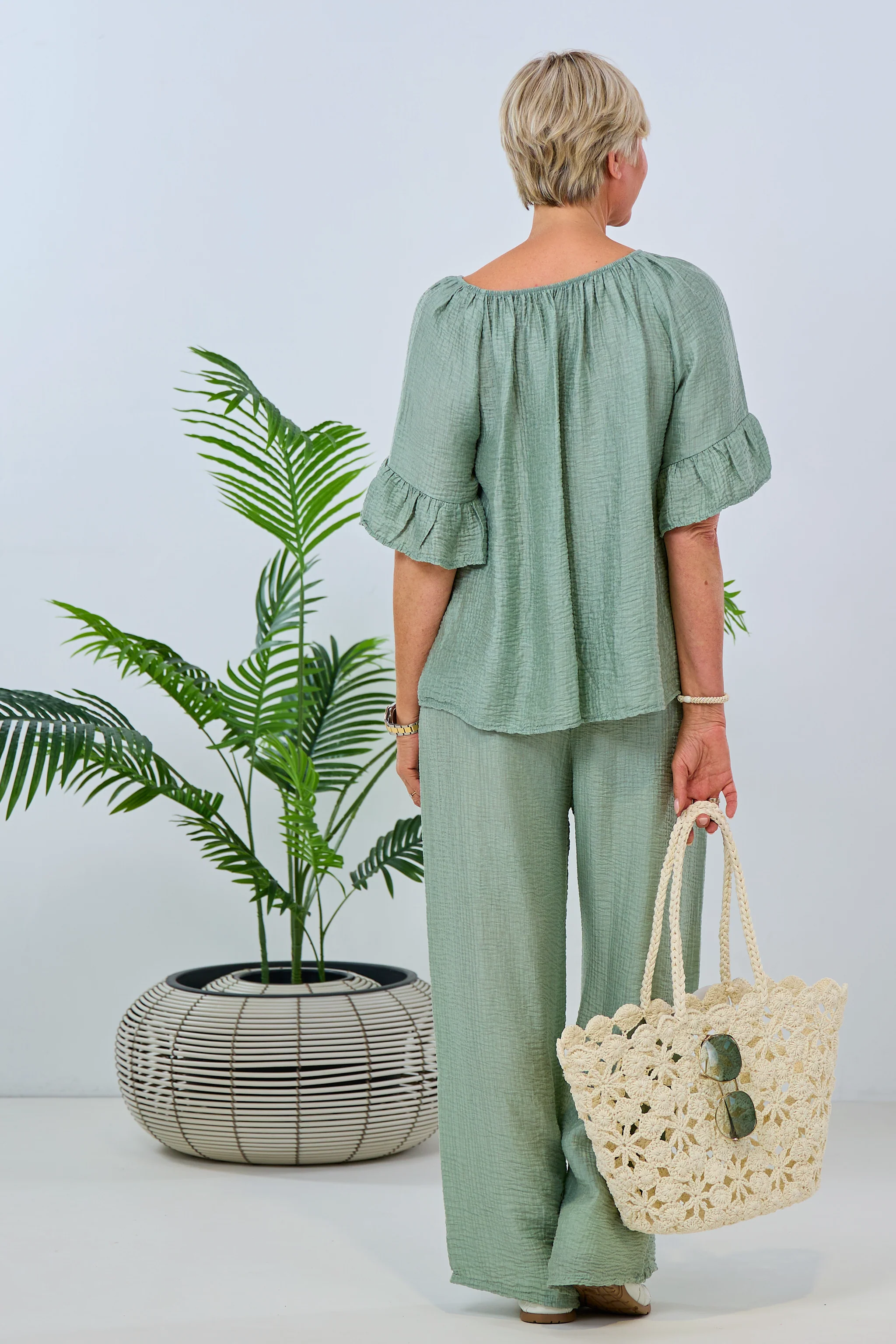 Musselin 2-Teiler, grün (schimmernd)