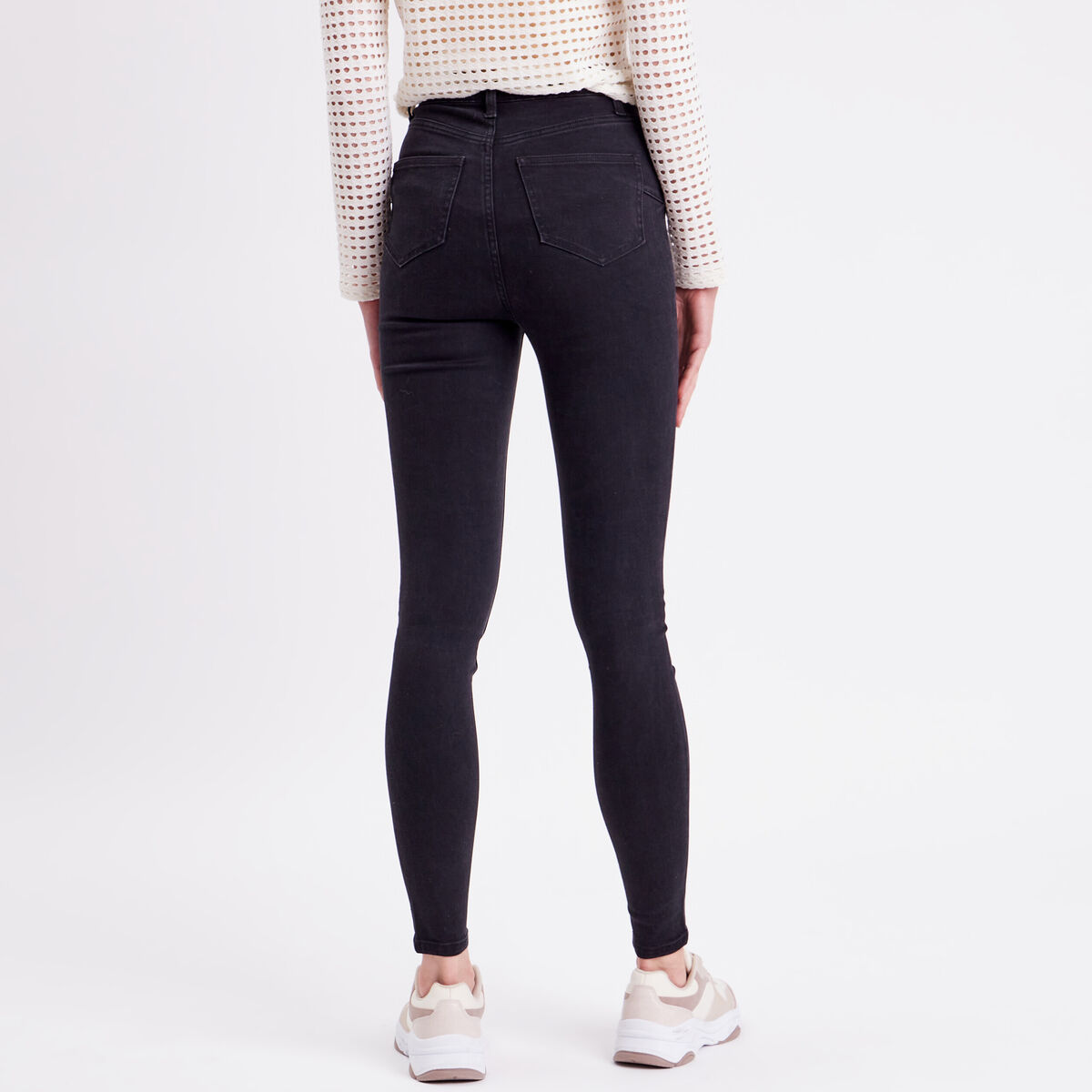 Jeans skinny taille élastiquée denim noir femme