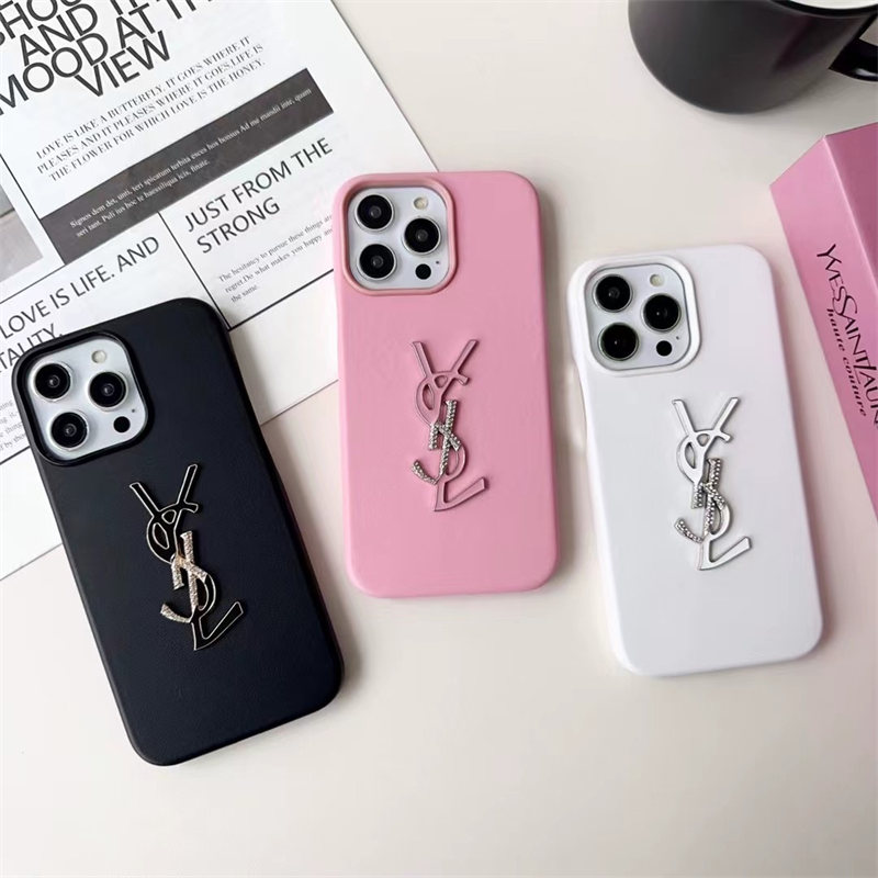 iphone16/15 ケース サンローラン ysl スマホケース iphoneケース 人気 女子 iphone ケース ペア ブランド iphone14ケース ハイブランド 黒 ピンク ホワイト