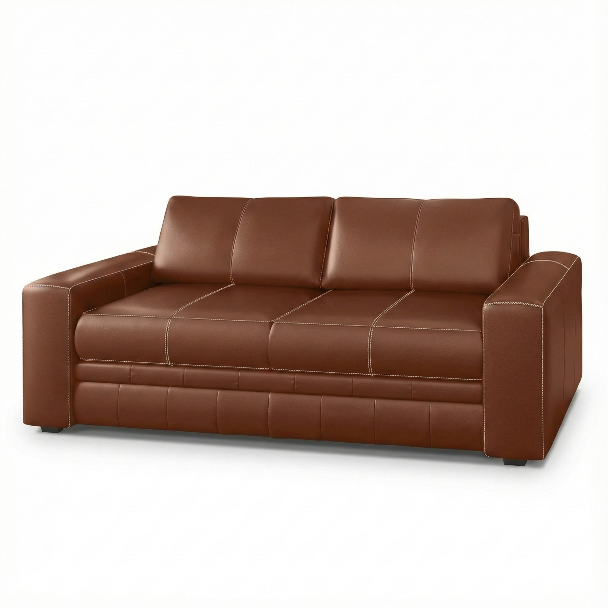 Sofá 3 Lugares 200cm Couro Legítimo Conhaque Dakota