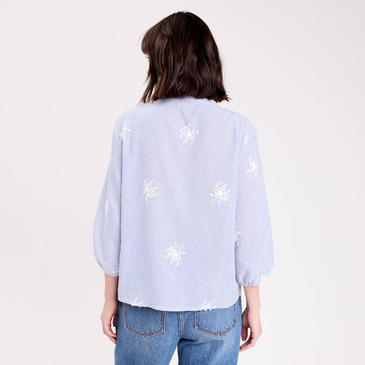 Blouse col tunisien blanc femme