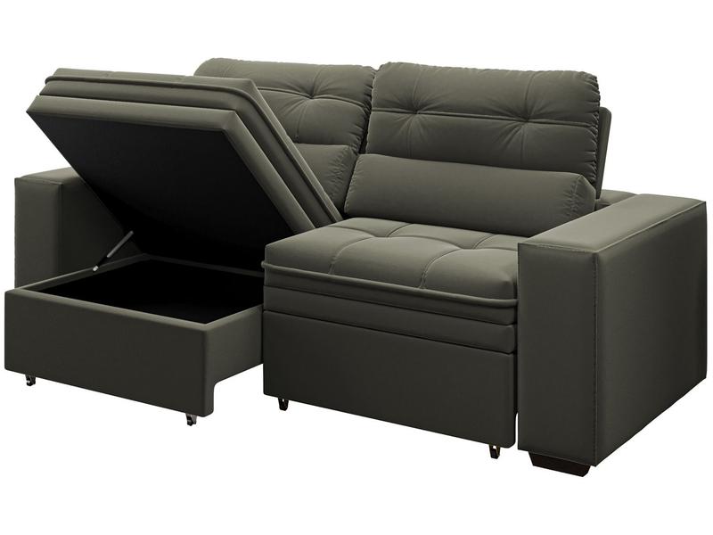 Sofá Retrátil Reclinável 3 Lugares Veludo com Baú