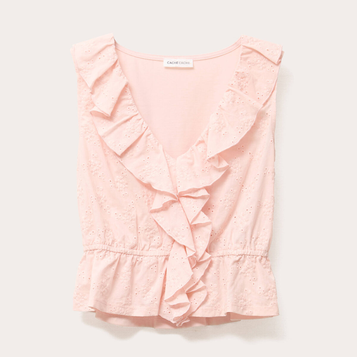 Blouse sans manches rose poudrée femme