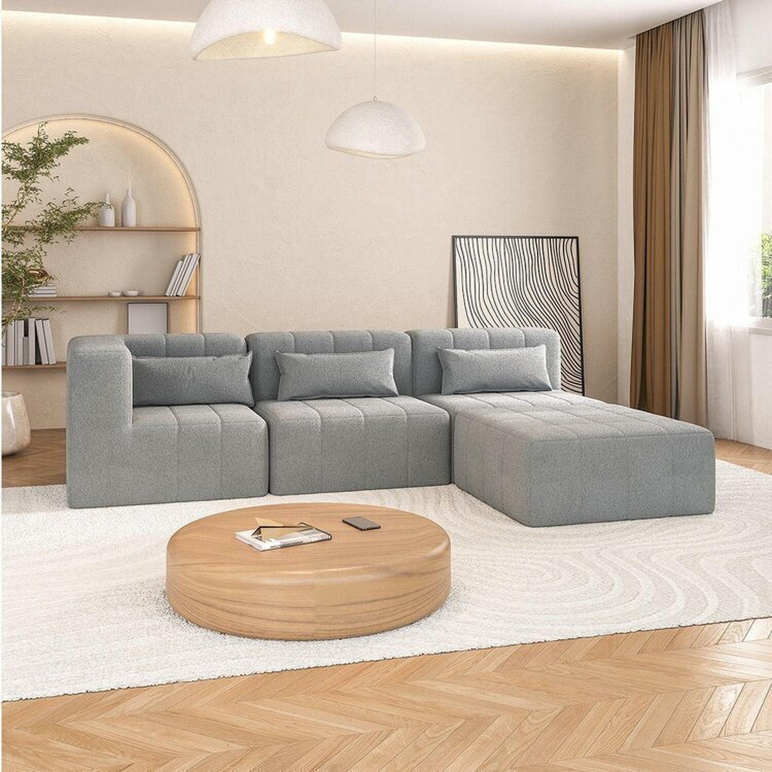 Sofá Modular de Canto 02 Poltronas 01 Canto e 01 Puff CabeCasa MadeiraOriginals