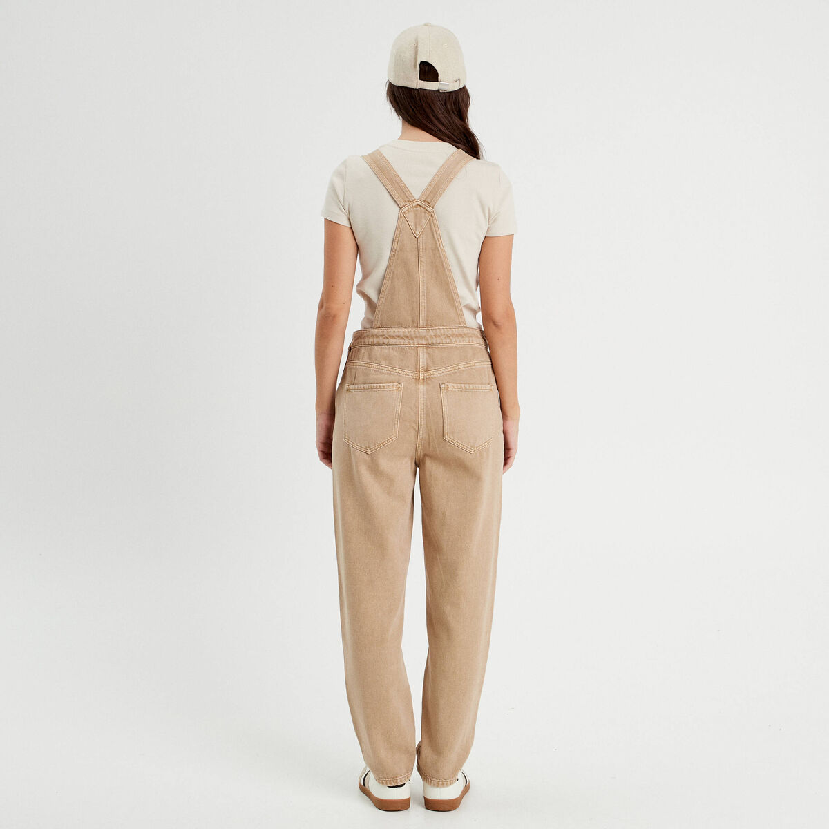 Salopette droite en jean sable femme