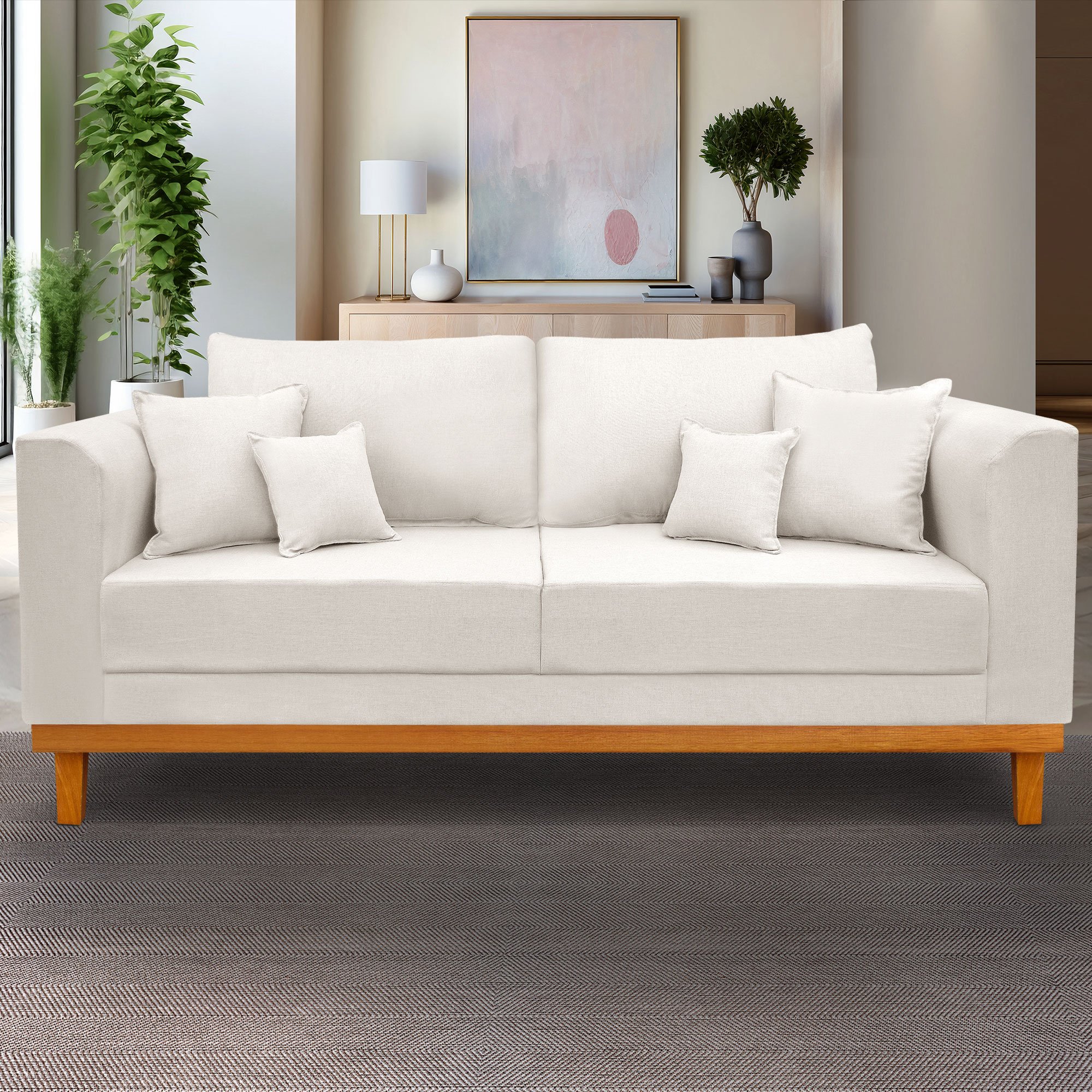 SOFA 3 LUGARES Benny lateral courvim Linho bege