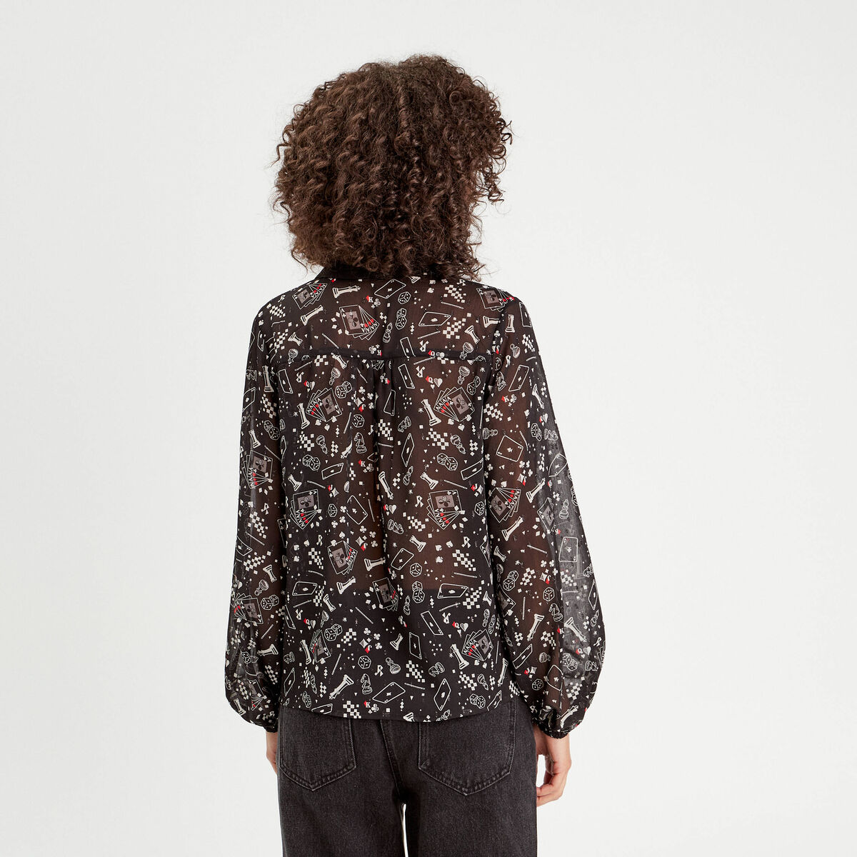 Chemise manches longues noir femme