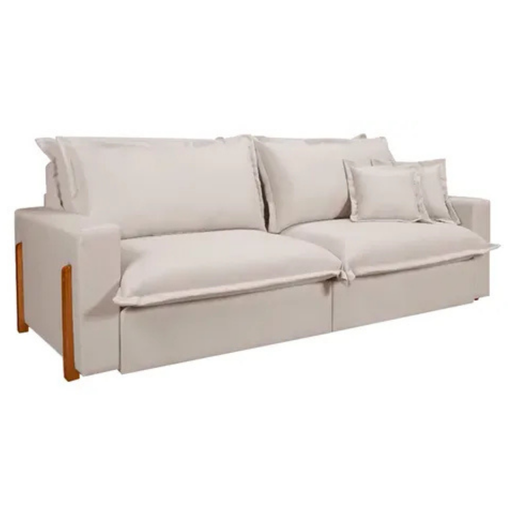 Sofá Retrátil e Reclinável Dubai, Tecido Linho, Molas Ensacadas, 2,10m.