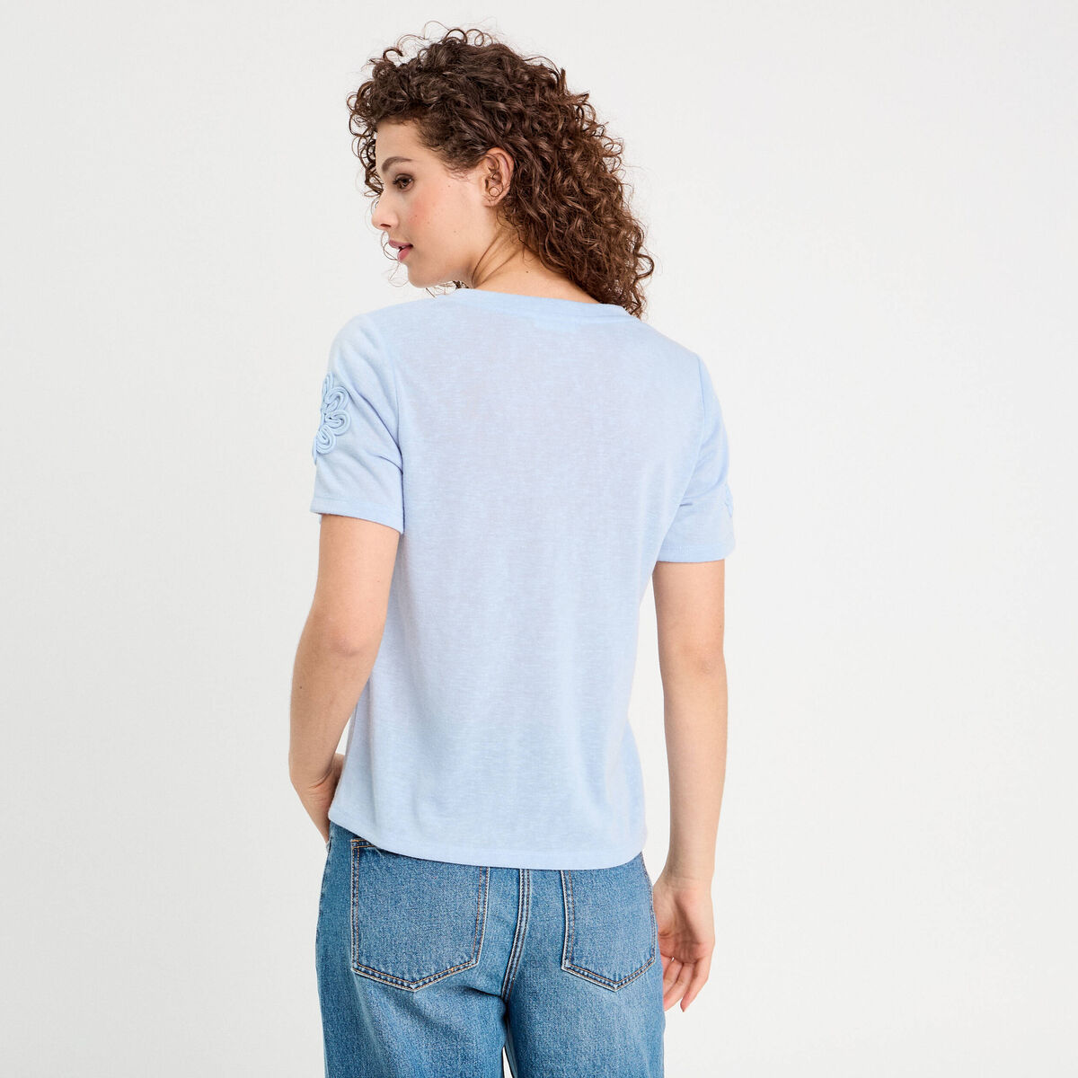 T-shirt manches courtes bleu clair femme