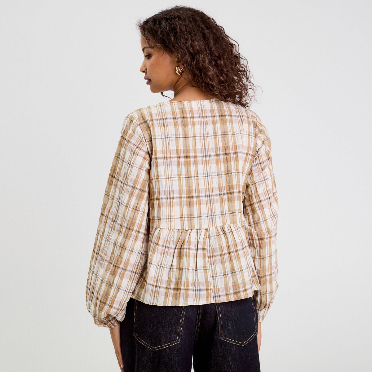 Blouse manches longues camel femme