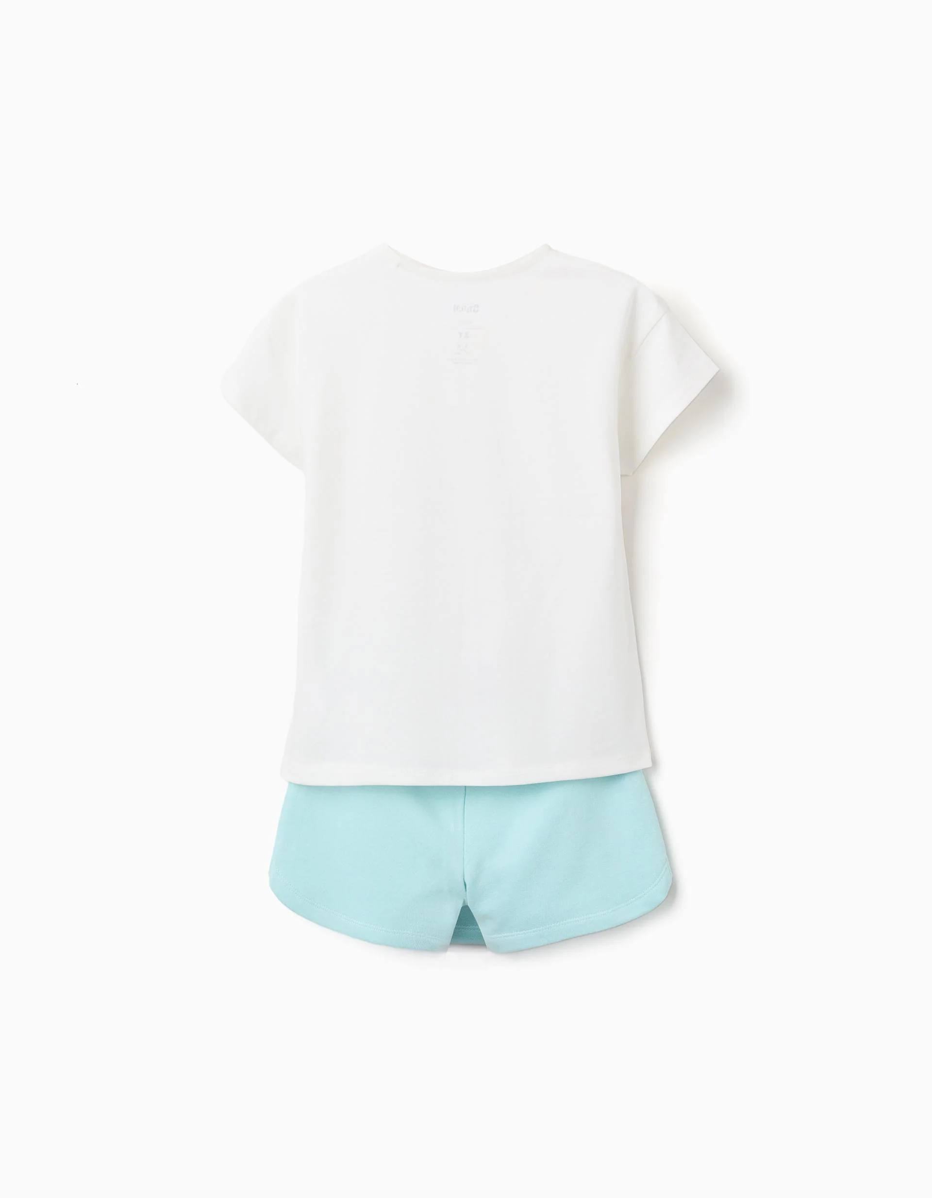 Cotton T-shirt and skort set with Stitch for girls, white/blue
