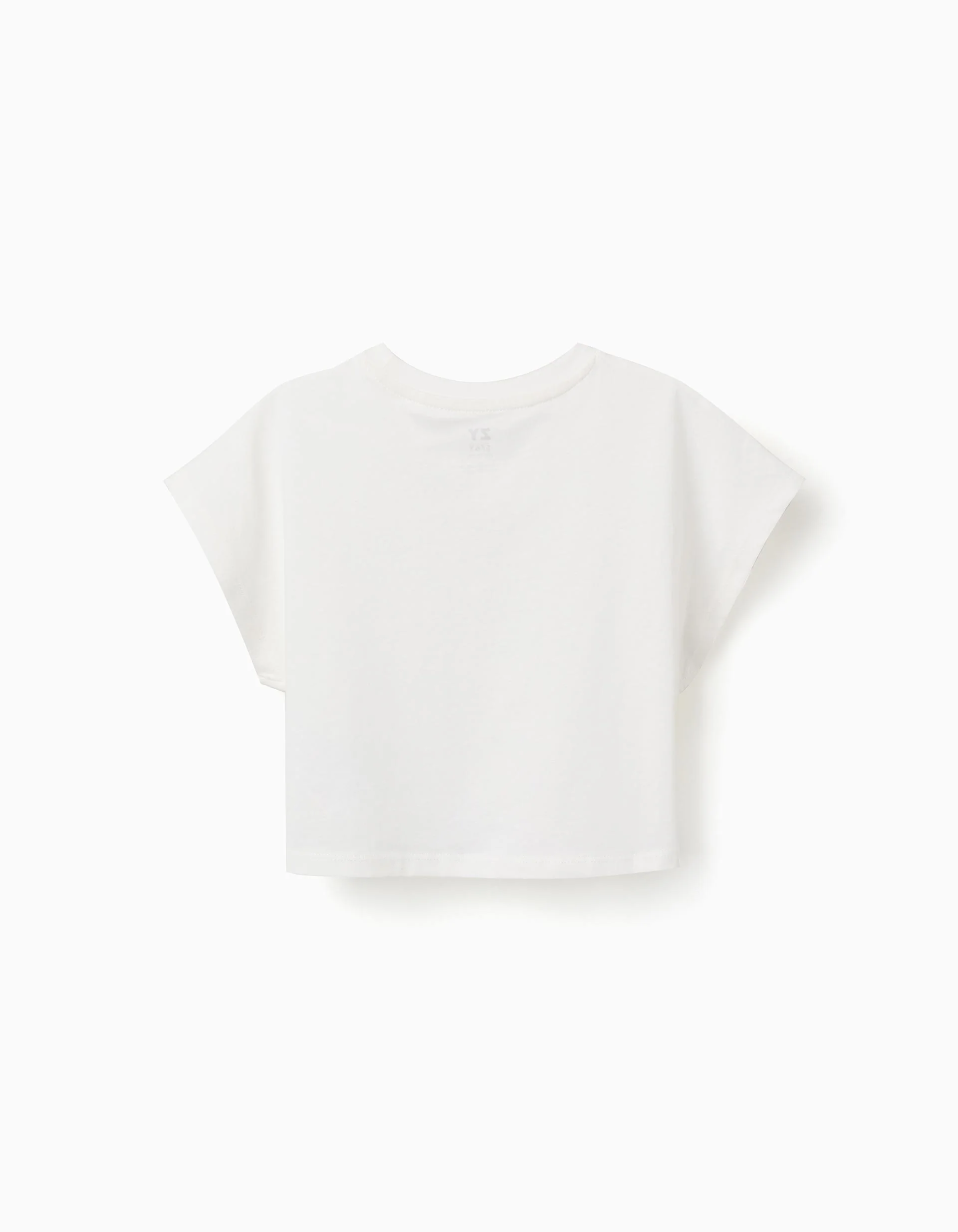 Cropped cotton T-shirt for girls, white