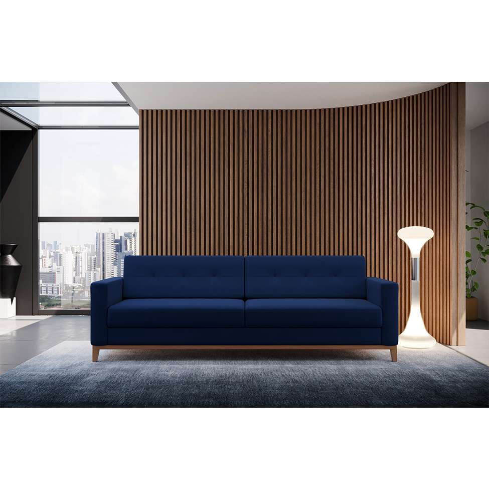 Sofá 3 Lugares Living Linho Cotton Azul Marinho 210 cm em Promoção | Ofertas na Americanas