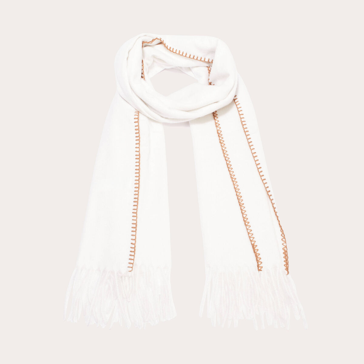 écharpe avec franges sable femme