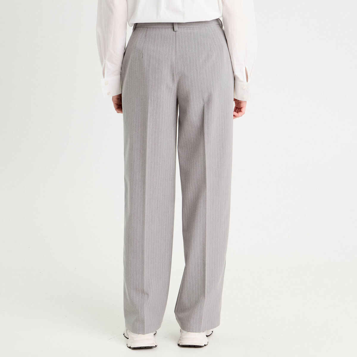 Pantalon large avec bandes gris clair femme