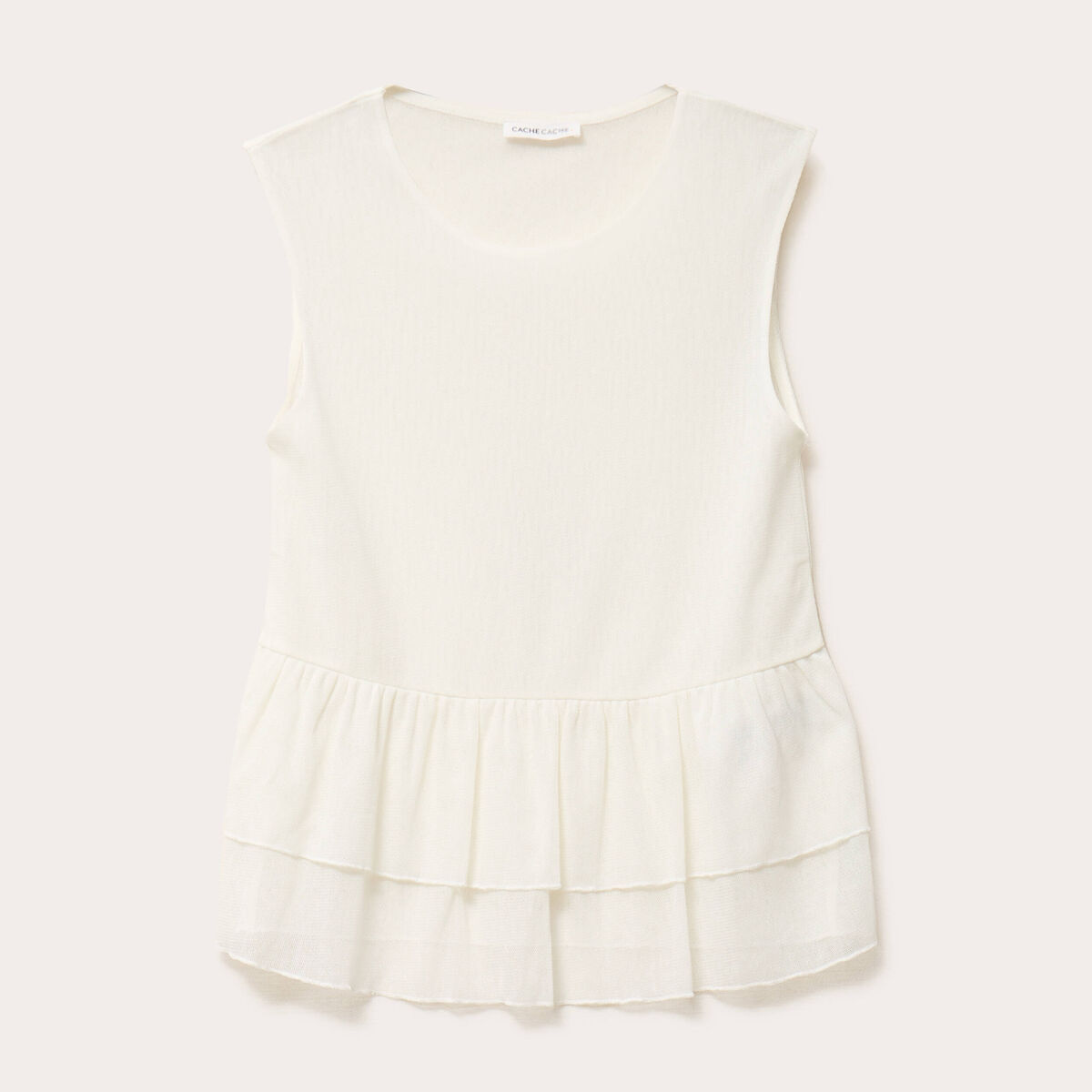 Débardeur col rond ecru femme